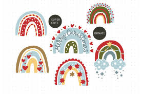 Download Christmas Rainbow Set Eps Svg Png Graphic By Billcreativestore Creative Fabrica Yellowimages Mockups
