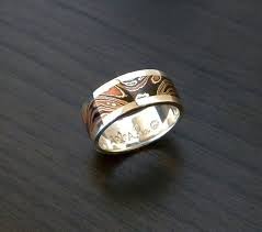 Items Similar To Mokume Gane Wave Wedding Ring Mk Wave 8mm Wide On Etsy Wedding Rings Mokume Gane Mokume
