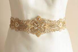 Gold Bridal Belt Wedding Dress Belt With Clasp All Around Gold Bridal Belts And Sashes Style I In 2021 Wedding Dress Belt Gold Wedding Sash Bridal Belt