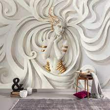 3d Relief Woman Medusa Wallpaper Modern Statue Hd Poster Wall Etsy Wall Painting Bedroom Wall Art Wallpaper Modern
