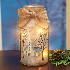 This christmas, save yourself from the rush of shopping and this christmas do something different; Frosted Christmas Mason Jar Table Lamps Collections Etc