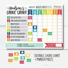 Chore Chart Routine Custom Name Chart Printable Chore Log Printable Tasks Children Job Chart Digital Chore Chart To Do List Printable