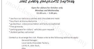 Formal letter asking for permission to visit factory. Formal Letter Requesting Permission To Visit Chocolate Factory Formal Letter Requesting Permission To Visit An Industry