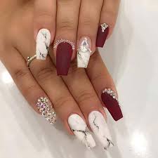 25 Beautiful Marble Nail Design Ideas The Glossychic Nails Design With Rhinestones Diamond Nail Designs Classy Nail Designs