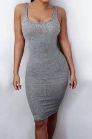 Grey Thick Strap Sleeveless Ribbed Bodycon Dress Grey Bodycon Dresses Ribbed Bodycon Dress Casual Summer Dresses
