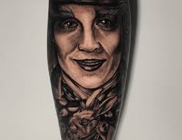 Mad Hatter And Alice In Wonderland Rabbit Blackwork Photo Realism By Rene  Cristobal