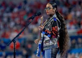 The singer, who is signed to rca records was known for keeping her. H E R S Super Bowl Outfit With Embellished Leather Jeans Popsugar Fashion