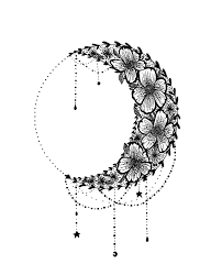 Floral Crescent Moon Design Star Tattoos Moon Tattoo Moon Star Tattoo