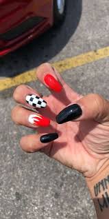 The most common coffin nails material is metal. Trendy Nails Red Design Ideas Black White Ideas Checkered Nails Acrylic Nails Yellow Red Nail Designs