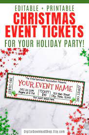 Christmas Event Ticket Template Printable Tickets Editable Event Tickets Christmas Invitation Ticket Holiday Concert Fake Ticket Pass Event Ticket Template Ticket Template Printable Tickets