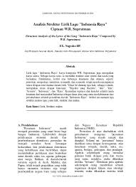 Floor 88 & baby shimalagu : Analisis Struktur Lirik Lagu Indonesia Raya Ciptaan W R Supratman