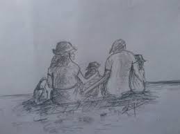 Shiju M Drawings Happy Family Beach Drawing Beach Drawing Drawings Drawings Of Friends