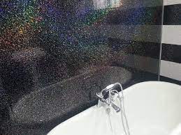 Black Sparkle Pvc Wall Panels Have Small Reflective Pieces Which Glitter And Sparke When They Catch The Lig Shower Panels Bathroom Wall Panels Glitter Bathroom