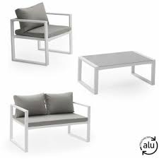 Le choix des coloris ne se limite plus au blanc, marron ou vert foncé. Salon De Jardin Ibiza En Tissu Gris 4 Places Aluminium Blanc Gris