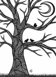 The Moon Tree Art Print By Shannon Messenger Society6 Tree Art Tree Doodle Zentangle Drawings