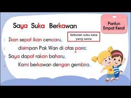 Pergi ke kedai membeli roti dalam perjalanan terjumpa ali apalah nk jadi pada diri ini semakin hari semakin berisi #pantun4kerat. Bm Sjk Tahun 1 Saya Suka Berkawan Pantun 4 Kerat Youtube