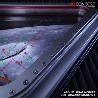 Detailed view of the Apollo Lunar Module forward window pane assembly, AI generated