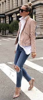 Lovely Trending Outfit Ideas 24 Fashion Clothes For Women Beige Leather Jacket