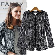 Black And White Checkered Jacket Womens Black Tweed Structured Coco Jacket Goodnight Macaroon Fashion Chanel Style Jacket Chanel Tweed Jacket