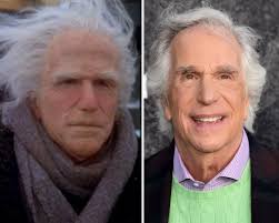 An aged Henry Wrinkler for An American Christmas Carol and how he actually  looks at that age. Not bad for a 1979 TV movie!