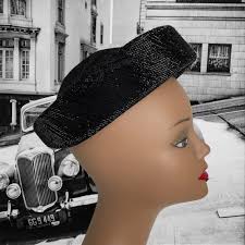 Buy Vintage Mid Century Henry Pollak Hat, Glenover Black Wool Felt Hat With  Rolled Glittery Brim and Netting, 22 Inches, 1960s Millinery Online in  India