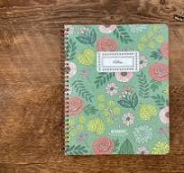 Green Floral Notebook, Floral Notebook, Wire-o Notebook ...