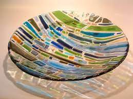 Slumped Fused Glass Plate Made At The Schack By Cathy Kindler During Stacey King S Fused Glass Class For Begin Fused Glass Dishes Fused Glass Bowl Fused Glass