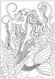 This mermaid coloring page has a more realistic style, which implies higher level of difficulty. 300 Mermaid Coloring Pages For Adults Ideas Mermaid Coloring Pages Mermaid Coloring Coloring Pages