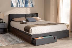 Baxton Studio Rikke Modern Contemporary Two Tone Gray Walnut Finished Wood Queen Size Platform Storage Bed W Gray Fabric Upholstered Headboard Br3qb30261 Columbia Dark Grey Queen Weathered boards and distressed paint give a wooden bed a vintage feel, and bright white paint provides a clean, crisp appearance. baxton studio rikke modern contemporary two tone gray walnut finished wood queen size platform storage bed w gray fabric upholstered headboard