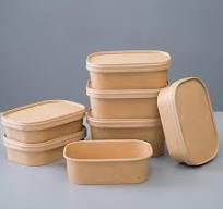 KRAFT RECTANGULAR SALAD BOWL WITH PAPER LID- 500ML- CARTON OF 300 PCS
