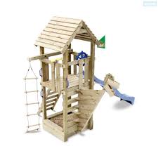 Climbing Frame Wickey Captain Blue With Slide Cheapest Prices And Rapid Delivery From Wickey Com The Uk Wooden Climbing Frame Climbing Frame Backyard For Kids