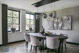 moderne eetkamer met stijlvolle gordijnen gordijnen thuisdecoratie moderne eetkamer