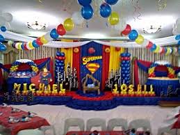 Stage Set Up For Superman Theme Superman Birthday Party Superman Birthday Party Decorations Superman Party