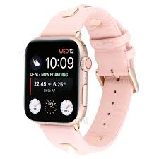 Rose gold pink apple watch. Genuine Leather Watch Strap Smart Watch Band Watchband With Rose Gold Fastener For Apple Watch Series 1 2 3 38mm Apple Watch Series 4 40mm Pink