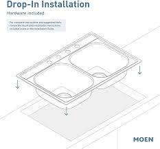 Double bowl kitchen sink with sous kitchen faucet in matte black: Buy Moen Gs222164 2200 Series 33 Inch 22 Gauge Drop In Double Bowl Stainless Steel Kitchen Sink 4 Hole Online In Hungary B07r7dvttq
