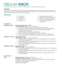 gymnastics instructor resume examples