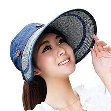 Kaisifei Women S Visor Hat With Big Brim Navy Blue Womens Visor Women S Visor Hats Visor Hats