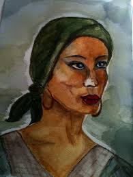 One of my first portraits, made two years ago; Jessica Chastain from an  image of the photographer Yu Tsai. Made with watercolours.