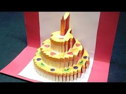 Cutting your pop up cake's tiers & pop up them out Birthday Cake Pop Up Card Happy Birthday Kirigami Free Template Instructables