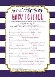 Instant Download Printable Girl Baby Shower Game Name That Song Game Pink And Purple Girl Baby Shower Game Baby Shower Game Girl Baby Shower Songs Purple Girl Baby