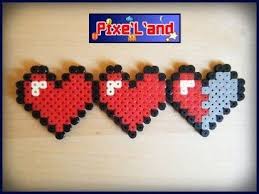 Barre De Vie Triple Cœur Realisee En Perle Hama Couleur Rouge Et Noir Taille 5cm X 14cm Pensez A La Customisation De Votre Pixel Diy Geek Motifs Perles Hama
