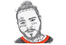 Post Malone Post Malone Girl Face Drawing Hip Hop Artwork