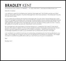 Restaurant Assistant Manager Cover Letter Sample Cover Letter Templates Examples