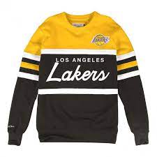 Los angeles lakers fans 17x. Los Angeles Lakers Mitchell Ness Head Coach Crew Pullover