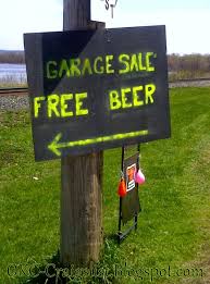 Garage Sale Sign Of The Week Free Beer Garage Sale Signs Yard Sale Signs For Sale Sign