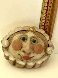 Vintage Dane Burr Pottery Woman's Face Rattle Sculpture