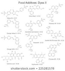 Food Dyes Structural Chemical Formulas Of Food Additives Second Set E107 E127 2d Illustration On A White B Structural Formula Chemical Formula Illustration