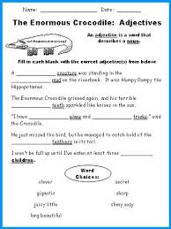 Enormous Crocodile Lesson Plans Author Roald Dahl Adjective Worksheet Adjectives The Enormous Crocodile