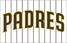San Diego Padres Jersey Logo 2020 Pres Padres Arched In Brown Trimmed In Gold Worn On A White Jersey With Brown Pinstrip San Diego Padres Padres San Diego