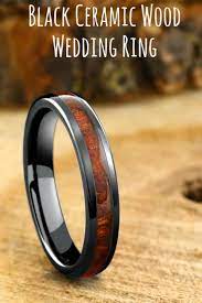 Mens Or Womens Black Ceramic Ring With Genuine Koa Wood Inlay This Makes The Perfect Mens Wedding Ring M Black Ceramic Ring Wood Wedding Ring Mens Wood Rings